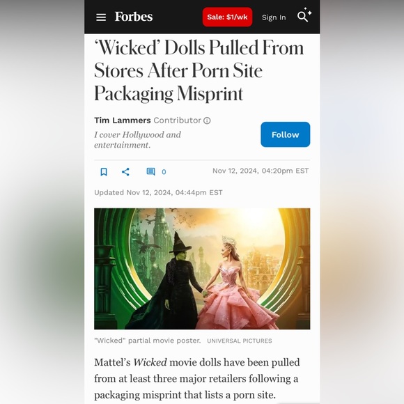 COLLECTIBLE Mattel WICKED Doll Glinda - Picture 3 of 7